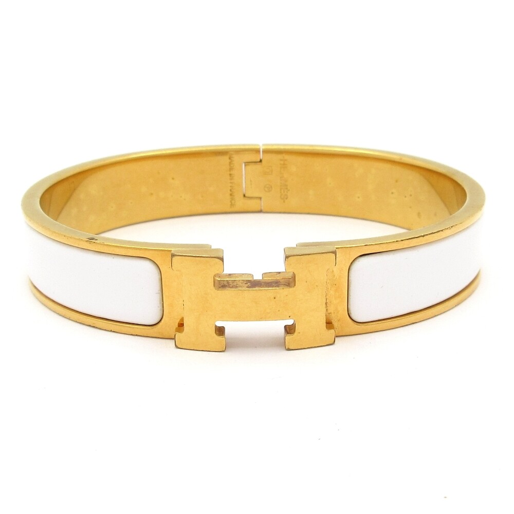 Hermès Clic H Bangle Gold White Hardware Ceramic